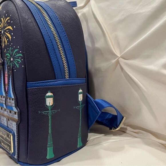 Disney Parks X Loungefly Mickey Mouse Cinderella Castle Fireworks Backpack NWT - Picture 6 of 9